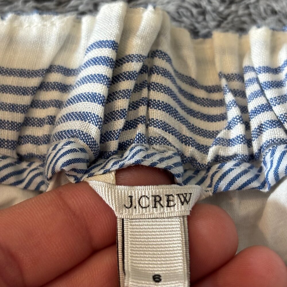 J Crew Womens Skirt Size 6 Nautical Stripe 100% Linen Pull On Beach Preppy 18584 - Picture 3 of 10